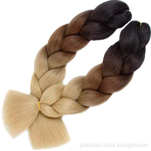 Wholesale Ombre Braiding hair synthetic Crochet braids twist 24inch 100g Ombre two three tone Jumbo braid hair extensions